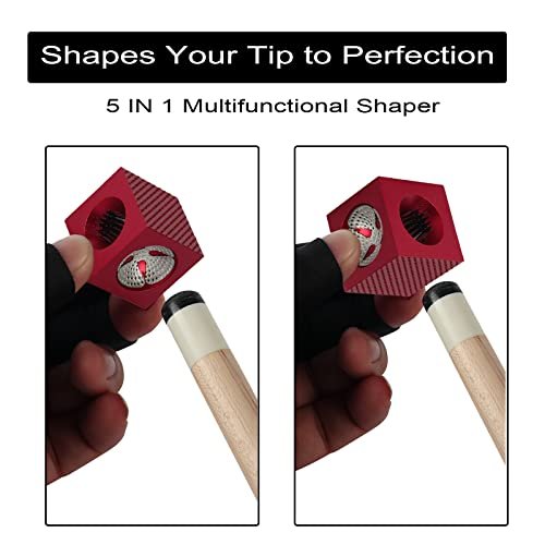 CUEELF - CUEELF Billiards Pool Cue Tip Repair Tool 5-in-1 Accessory Tool Repair Kit Shaper、Scuffer、Aerator、Burnisher、Pool Cue Stick Accessories